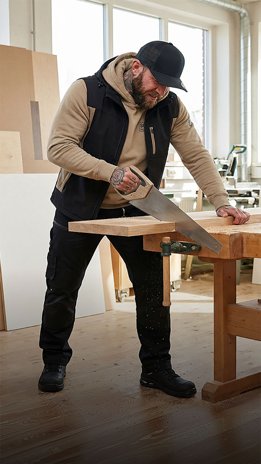Handwerk im Arbeitsalltag, erstes Motiv der Handwerker-Serie